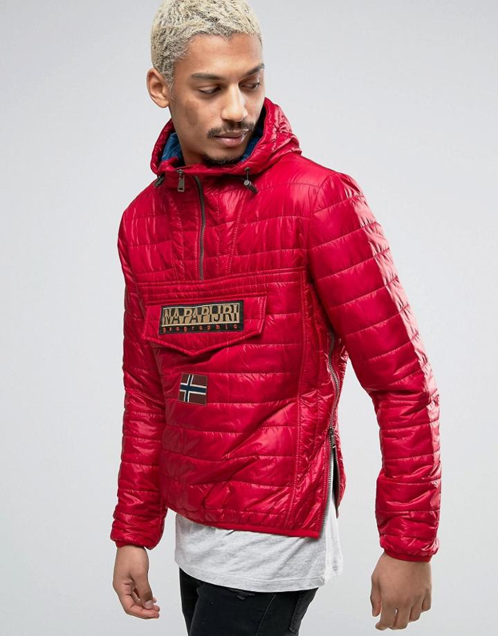 Napapijri Rainbow Padded Jacket In Old Red - Red