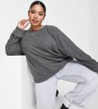 Only Plus Carlortney Long Sleeve Boatneck Jersey Top In Dark Gray Melange