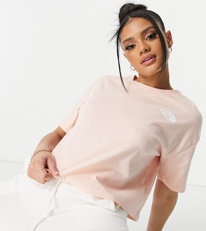 The North Face Simple Dome Cropped T-shirt In Pale Pink Exclusive To Asos