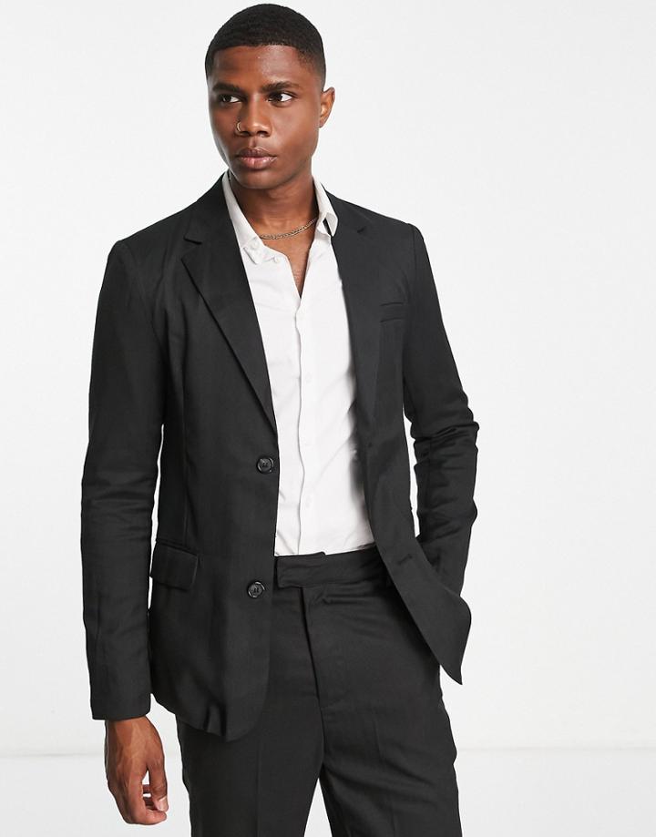 Bando Regular Fit Suit Jacket In Black