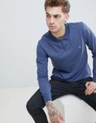 Original Penguin Long Sleeve Pique Polo Small Logo In Blue Marl - Blue