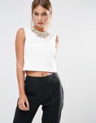 Ted Baker Jaby Embellished Cropped Top - White