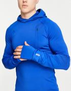 Asos 4505 Icon Muscle Fit Training Hoodie In Blue-blues