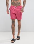 Asos Swim Shorts In Bright Pink Mid Length - Pink