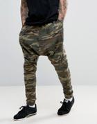 Asos Extreme Drop Crotch Camo Jogger In Lightweight Jersey - Multi