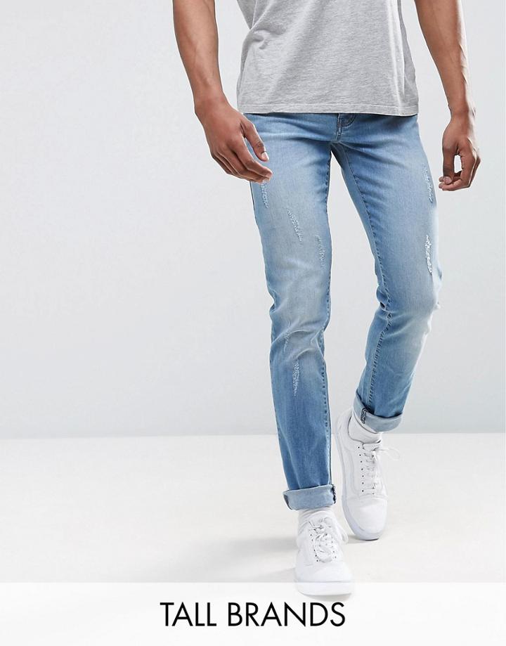Loyalty And Faith Tall Slim Fit Jean With Abbrasions - Blue