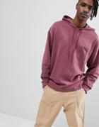 Asos Design Oversized Hoodie With Cut And Sew Sleeves Burgundy Vintage Wash - Red