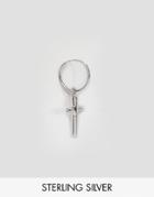 Serge De Nimes English Hallmarked 950 Cross Hoop Earring In Solid Silv