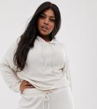 Asos Design Curve Lounge Ribbed Soft Hoodie - Beige