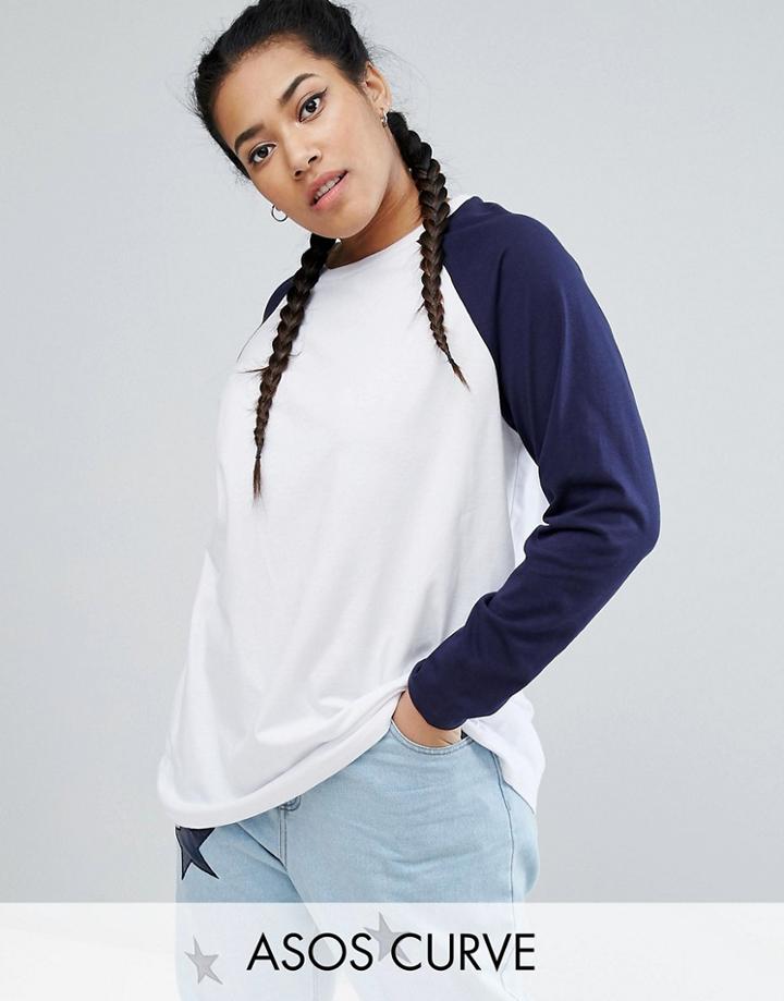 Asos Curve Raglan Top With Long Sleeve - Multi