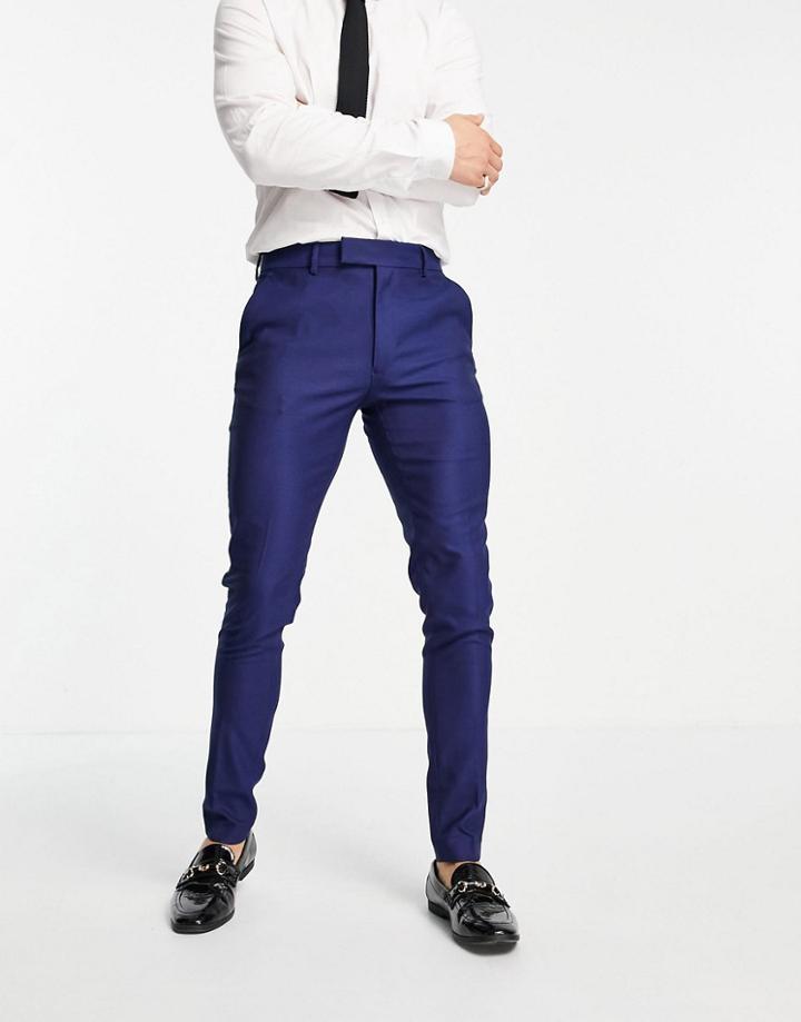 Asos Design Smart Oxford Skinny Suit Pants In Navy