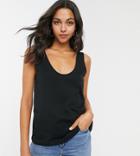 Asos Design Tall Ultimate Cotton Scoop Neck Tank Top In Black