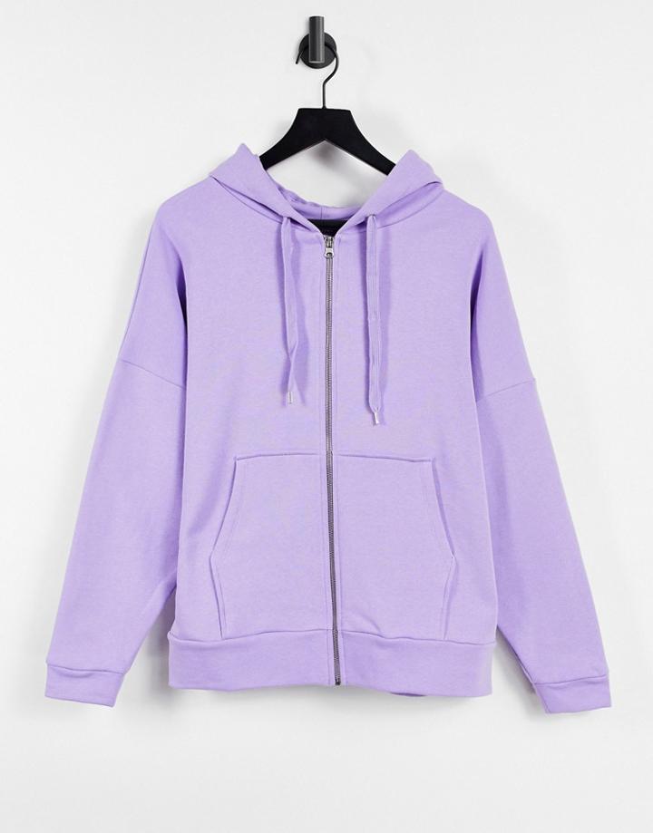 Asos Design Super Oversized Zip Through Hoodie In Lilac-purple