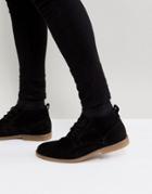 River Island Suede Desert Boot In Black - Black