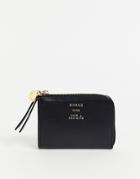 & Other Stories Leather Mini Zip-around Card Holder In Black