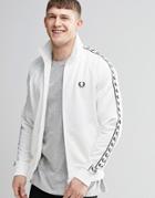 Fred Perry Track Jacket With Taped Sleeve In White - Snow White