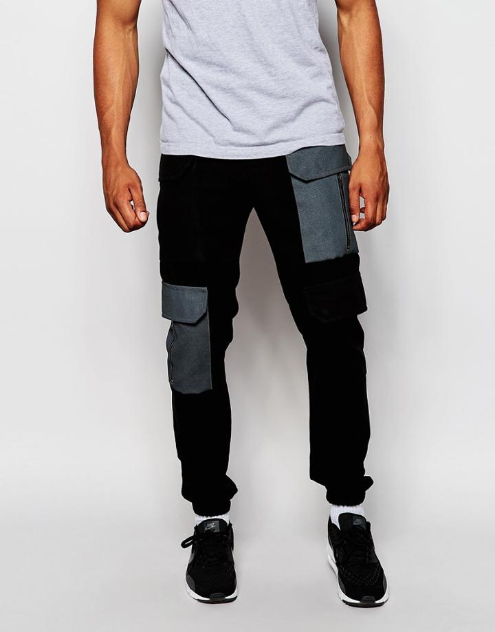 Asos Slim Joggers In Cargo Style - Black