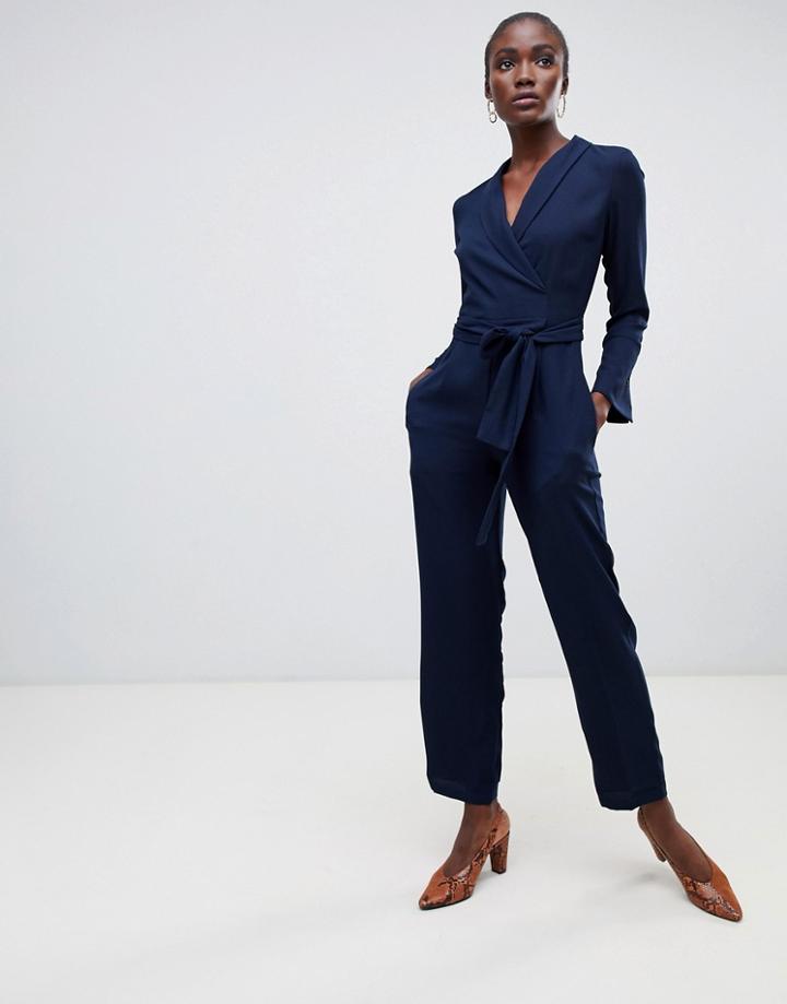 Finery Godman Wrap Tailored Jumpsuit - Navy