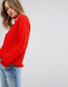 Vero Moda Funnel Neck Side Stitch Sweater - Red