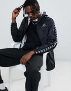 Kappa Hooded Zip Through Windbreaker With Logo Taping In Black - Black