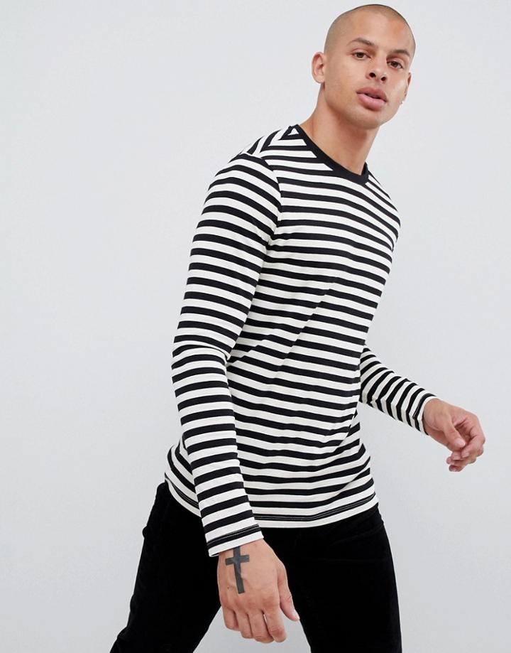 Asos Design Long Sleeve Stripe T-shirt - White