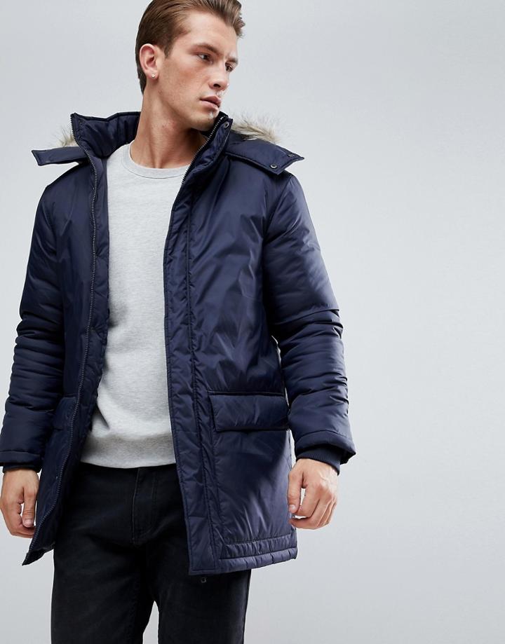French Connection Parka With Faux Fur Hood