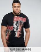 Religion Plus T-shirt With Mixed Panels - Black
