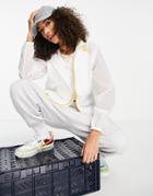 Lacoste Zip Up Wind Breaker Jacket In White And Yellow-multi