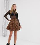 New Look Mini Skirt With Pleats In Tiger Print-brown