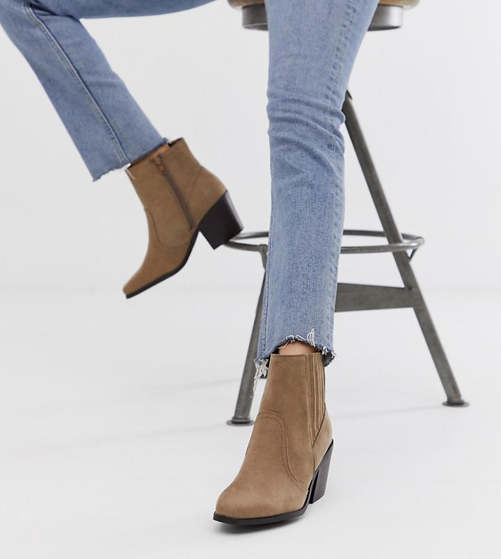 New Look Western Heeled Boot In Light Brown