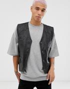 Weekday Raoul Leather Tank In Black - Black