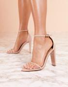 Asos Design Luxe Harper Barely There Block Heeled Sandals-beige