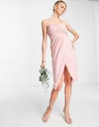 Tfnc Bridesmaid Noee Bandeau Wrap Dress In Dusty Pink-orange