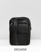Reclaimed Vintage Leather Flight Bag In Black - Black