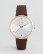 Nixon Arrow Rose Gold & Brown Leather Watch A1091-2369 - Brown