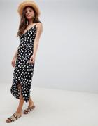 Asos Design Cami Wrap Maxi Dress In Splodge Print - Multi