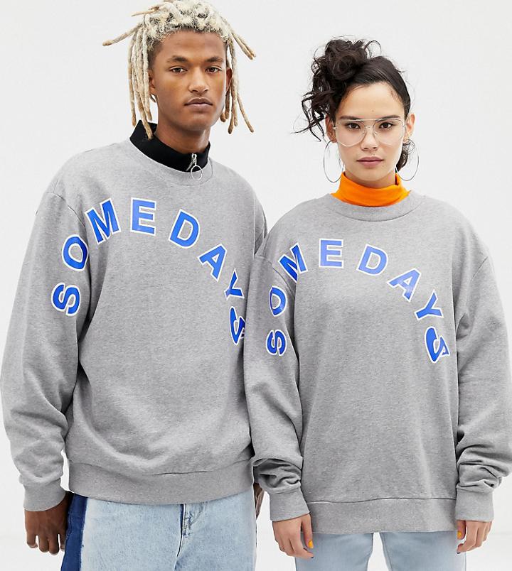 Collusion Unisex Printed Crew Neck Sweatshirt-gray