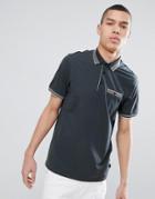 Ted Baker Polo Shirt In Gray With Stripe Tipping - Gray