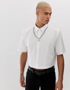 Asos Design Oversized Cropped Boxy Shirt In White - White