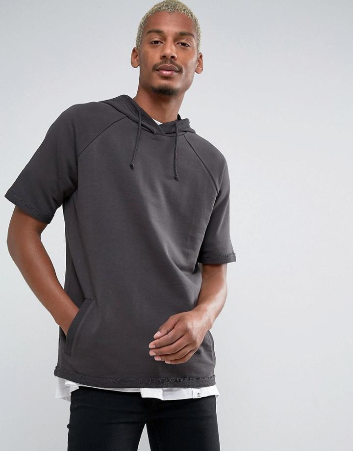 Asos Short Sleeve Hoodie - Black