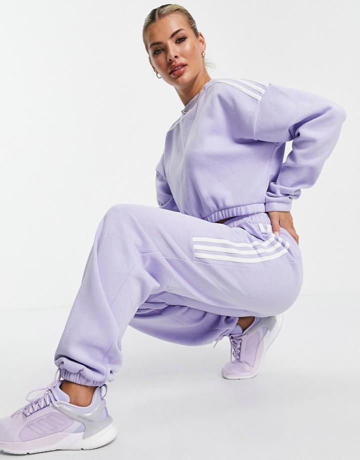 Adidas Training Oversized Sweatpants With Three Stripes In Lilac-purple