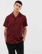 New Look Regular Fit Revere Collar Short In Burgundy - Red
