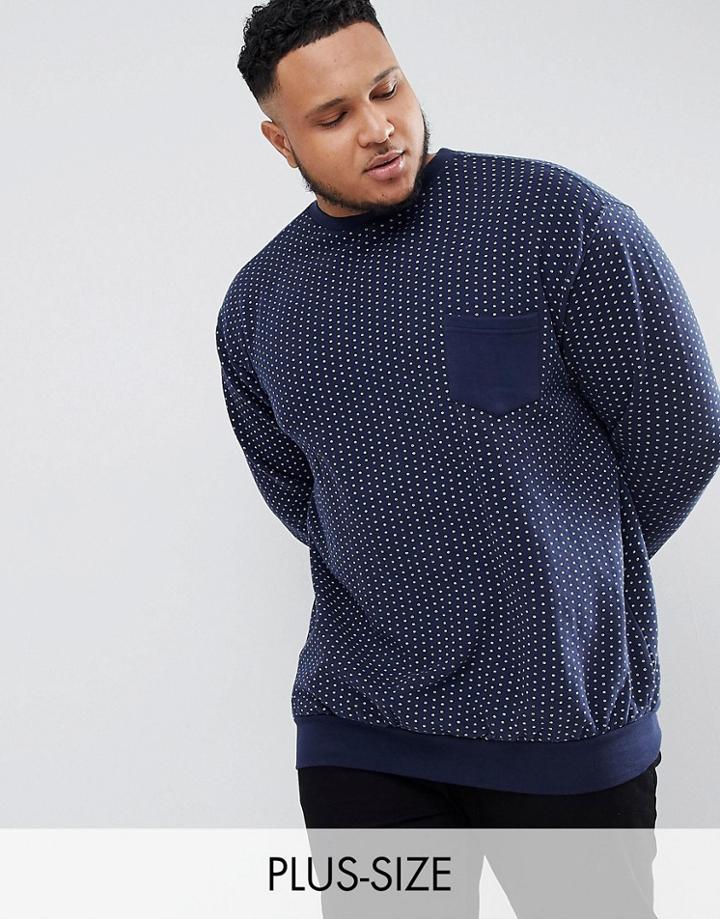 Replika Plus Sweatshirt With Polka Dot And Contrast Pocket - Navy