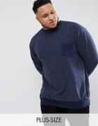 Replika Plus Sweatshirt With Polka Dot And Contrast Pocket - Navy