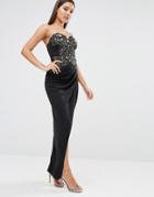 Michelle Keegan Loves Lipsy Lace Wrap Maxi Dress - Black