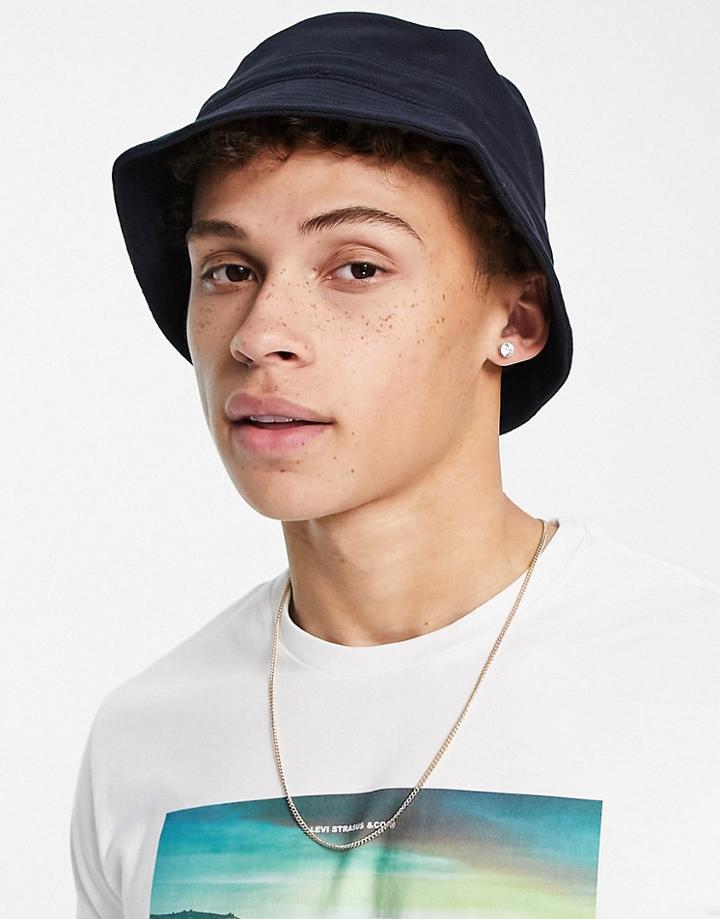 Lacoste Logo Bucket Hat In Navy