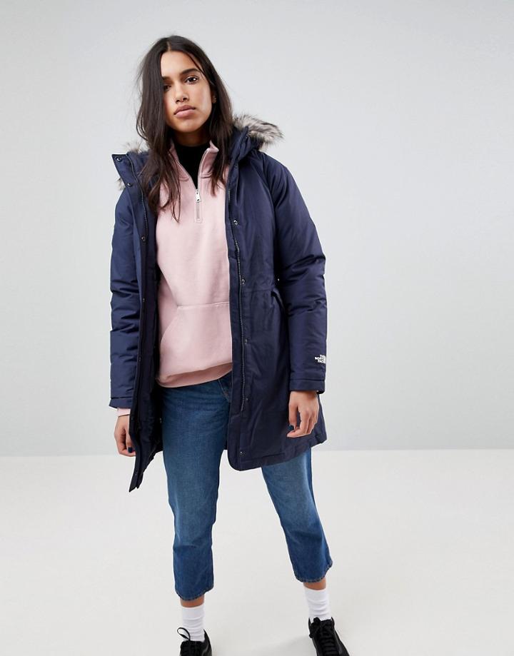 The North Face Parka With Detachable Hood In Navy - Navy