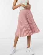 Closet London Pleated Midi Skirt In Blush Pink