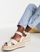 Truffle Collection Cross Strap Flatform Espadrille In Taupe-neutral