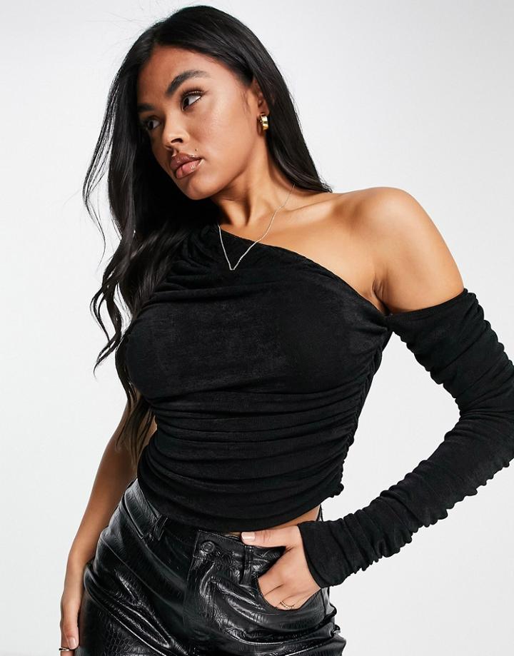 Lioness One Shoulder Top In Black